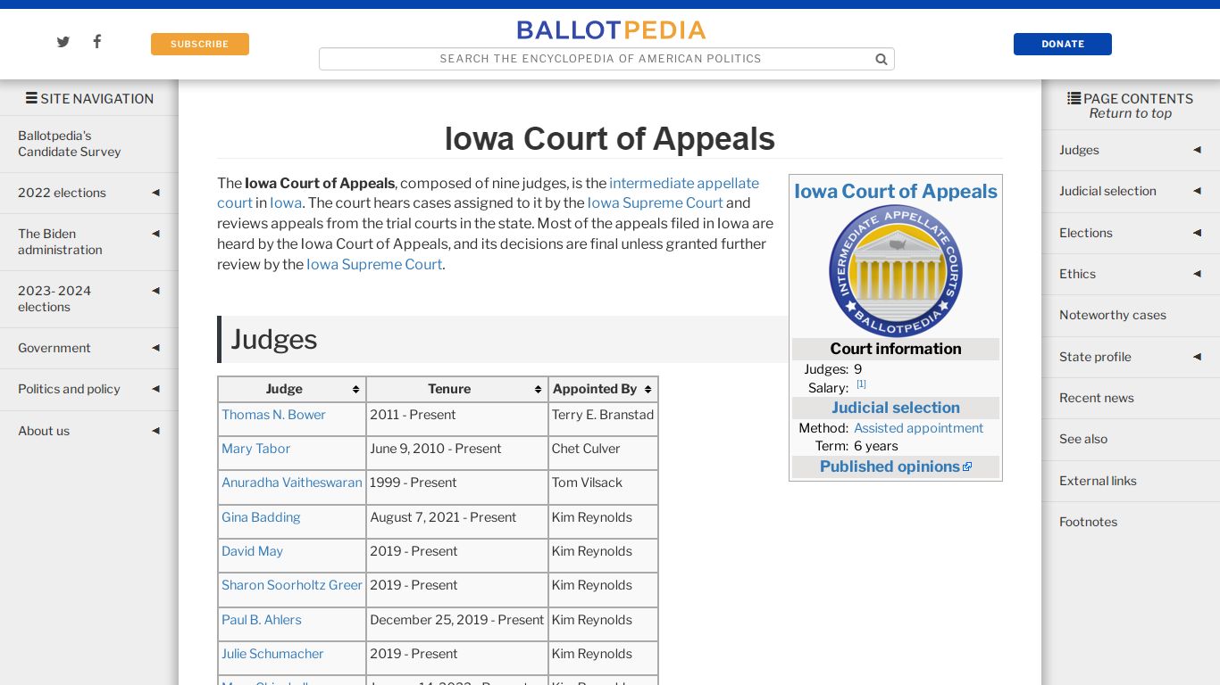 Iowa Court of Appeals - Ballotpedia