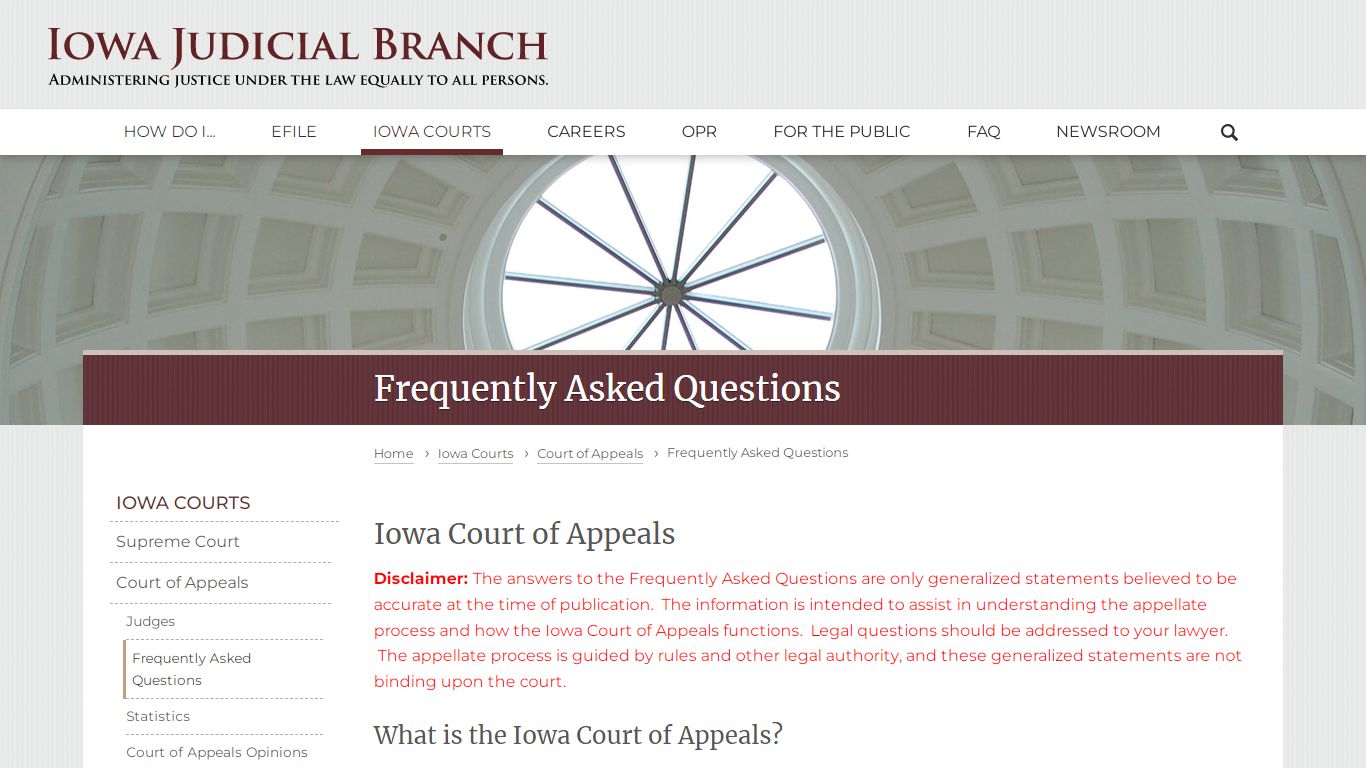 Frequently Asked Questions | Iowa Judicial Branch